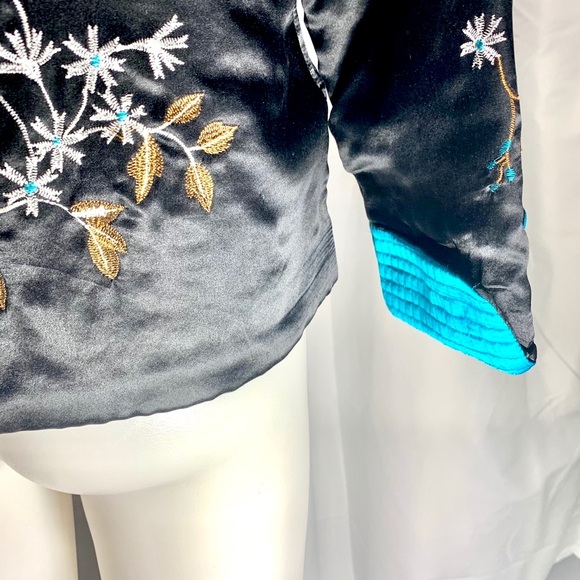 All SILK Vintage Pristine Jacket Embroidered Blazer Coat Smoking - Picture 7 of 12